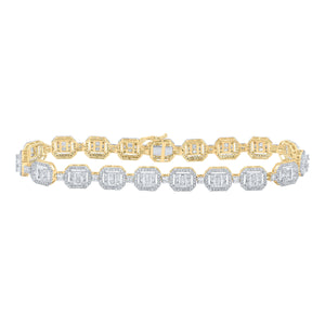 10kt Yellow Gold Mens Baguette Diamond 8.5-inch Link Bracelet 4-1/2 Cttw