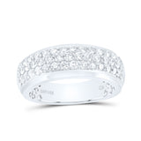 14kt White Gold Mens Round Diamond Pave Band Ring 1-1/2 Cttw