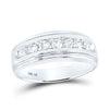 10kt White Gold Mens Round Diamond Wedding Channel-Set Band Ring 3/4 Cttw