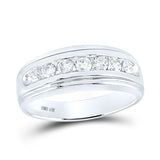 10kt White Gold Mens Round Diamond Wedding Channel-Set Band Ring 3/4 Cttw