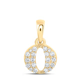 10kt Yellow Gold Womens Round Diamond O Initial Letter Pendant 1/10 Cttw