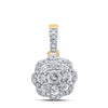 10kt Yellow Gold Womens Round Diamond Cluster Pendant 1/4 Cttw