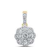 10kt Yellow Gold Womens Round Diamond Cluster Pendant 1/4 Cttw