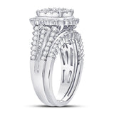 10kt White Gold Round Diamond Bridal Wedding Ring Band Set 1-1/4 Cttw
