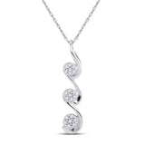 10kt White Gold Womens Round Diamond Triple Cluster Pendant 1/20 Cttw