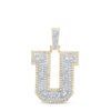 10kt Yellow Gold Mens Round Diamond U Initial Letter Charm Pendant 7/8 Cttw