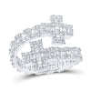 10kt White Gold Womens Round Diamond Cross Cuff Band Ring 1 Cttw