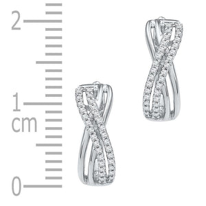 10kt White Gold Womens Round Diamond Hoop Earrings 1/5 Cttw