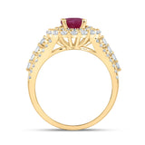 14kt Yellow Gold Womens Oval Ruby Solitaire Diamond Fashion Ring 2-3/8 Cttw