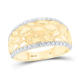 10kt Yellow Gold Mens Round Diamond Nugget Band Ring 3/4 Cttw