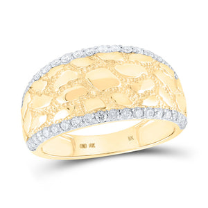 10kt Yellow Gold Mens Round Diamond Nugget Band Ring 3/4 Cttw