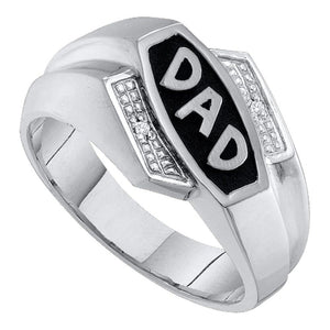 10kt White Gold Mens Round Diamond Dad Father Ring .01 Cttw