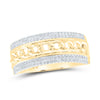 10kt Yellow Gold Mens Round Diamond Cuban Link Band Ring 1/3 Cttw