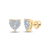 10kt Yellow Gold Womens Round Diamond Heart Earrings 1/4 Cttw