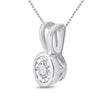 10kt White Gold Womens Round Diamond Solitaire Faceted Framed Pendant 1/10 Cttw