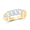 10kt Yellow Gold Womens Round Diamond Cuban Link Stackable Band Ring 1/6 Cttw