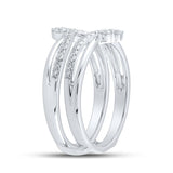 14kt White Gold Womens Round Diamond Wrap Enhancer Wedding Band 3/8 Cttw
