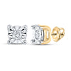10kt Yellow Gold Womens Round Diamond Solitaire Illusion Earrings 1/20 Cttw