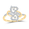 10kt Yellow Gold Womens Round Diamond Heart Ring 3/8 Cttw