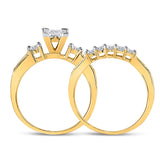 10kt Yellow Gold Princess Diamond Bridal Wedding Ring Band Set 1 Cttw