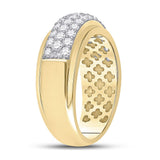 14kt Yellow Gold Mens Round Diamond Pave Band Ring 1-1/2 Cttw