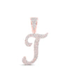 10kt Rose Gold Mens Round Diamond T Initial Letter Charm Pendant 3/4 Cttw