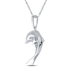 Sterling Silver Womens Round Diamond Dolphin Pendant .01 Cttw