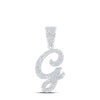 10kt White Gold Mens Round Diamond G Initial Letter Charm Pendant 7/8 Cttw