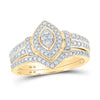 10kt Yellow Gold Round Diamond Bridal Wedding Ring Band Set 1/5 Cttw