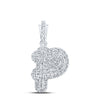 10kt White Gold Womens Round Diamond P Initial Letter Pendant 1/5 Cttw