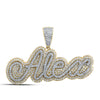 10kt Two-tone Gold Mens Round Diamond ALEX Name Charm Pendant 2 Cttw