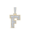 10kt Yellow Gold Mens Baguette Diamond F Initial Letter Charm Pendant 1/2 Cttw
