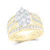 14kt Yellow Gold Round Diamond Cluster Bridal Wedding Engagement Ring 2 Cttw