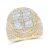 14kt Two-tone Gold Mens Baguette Diamond Circle Ring 3-7/8 Cttw