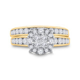 14kt Yellow Gold Princess Diamond Bridal Wedding Ring Band Set 1-3/8 Cttw