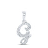 10kt White Gold Womens Round Diamond G Initial Letter Pendant 1/6 Cttw