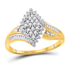 10kt Yellow Two-tone Gold Womens Round Prong-set Diamond Oval Cluster Ring 1/8 Cttw