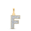 10kt Yellow Gold Mens Baguette Diamond F Initial Letter Charm Pendant 3/8 Cttw