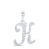 10kt White Gold Womens Round Diamond K Initial Letter Pendant 1/5 Cttw