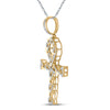 10kt Yellow Gold Mens Round Diamond Ankh Cross Charm Pendant 3/8 Cttw