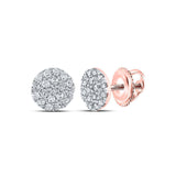 10kt Rose Gold Womens Round Diamond Cluster Earrings 1/6 Cttw