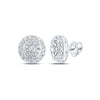 10kt White Gold Womens Round Diamond Cluster Earrings 1 Cttw