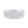 Sterling Silver Womens Round Diamond Square Ring 1/6 Cttw