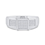 Sterling Silver Womens Round Diamond Square Ring 1/6 Cttw