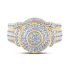 10kt Yellow Gold Round Diamond Cluster Bridal Wedding Ring Band Set 1/5 Cttw