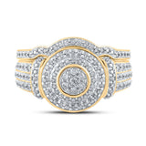 10kt Yellow Gold Round Diamond Cluster Bridal Wedding Ring Band Set 1/5 Cttw