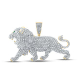 10kt Yellow Gold Mens Round Diamond Lion Animal Charm Pendant 5-1/2 Cttw