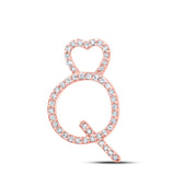 10kt Rose Gold Womens Round Diamond Q Heart Letter Pendant 1/8 Cttw