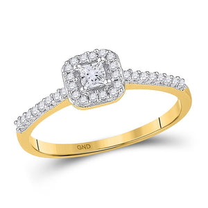 10kt Yellow Gold Princess Diamond Solitaire Bridal Wedding Engagement Ring 1/4 Cttw