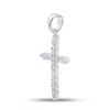 10kt White Gold Womens Round Diamond Cross Pendant 1/4 Cttw